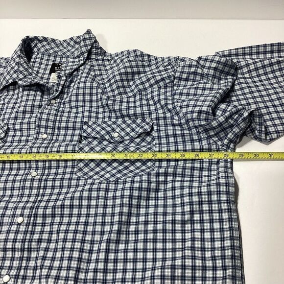 Lakin McKey Trading Co By Key Long Sleeve Blue Plaid Pearl Snap Shirt 2XLR - Picture 11 of 12